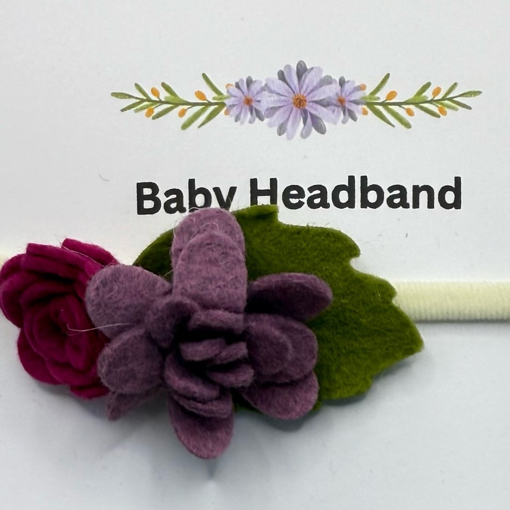 Floral Baby Headband with Purple and Pink Flowers